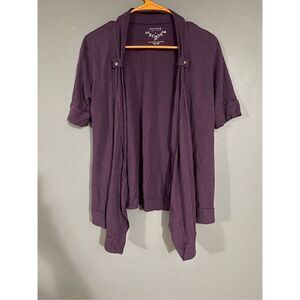 Sonoma Lifestyle Purple 3/4 Sleeve Open Front Cotton Cardigan Size Small